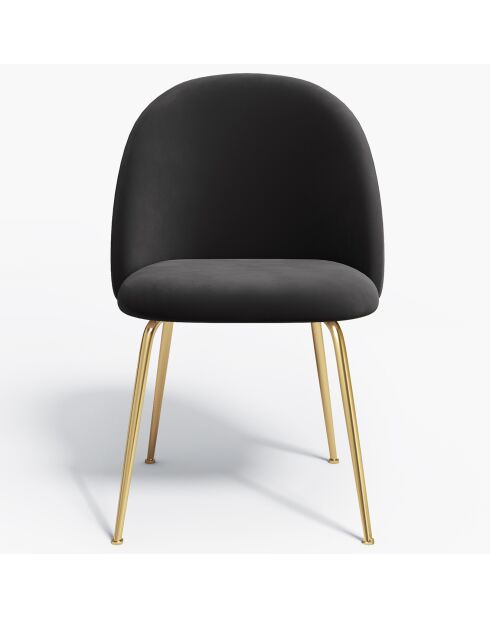 2 Chaises Ella Velours noir - 54x50x77.5 cm