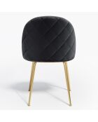 2 Chaises Ella Velours noir - 54x50x77.5 cm