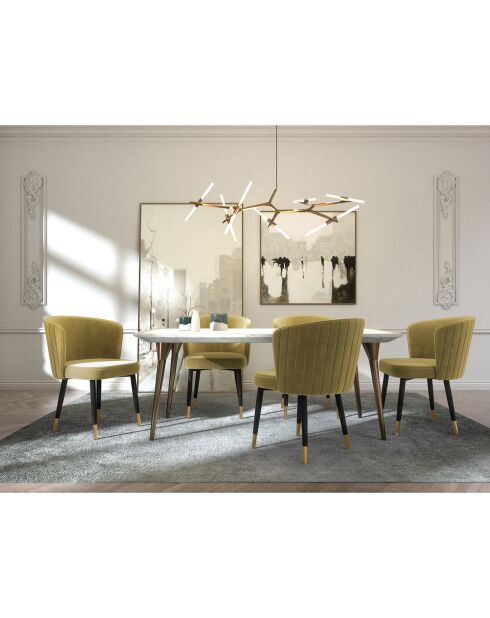 2 Chaises Nils Velours moutarde - 62x55.5x79.5 cm