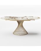 Table extensible Moon Céramique dorée - 120x120x76 cm