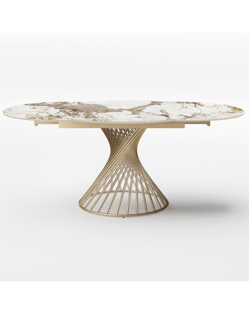 Table extensible Moon Céramique dorée - 120x120x76 cm