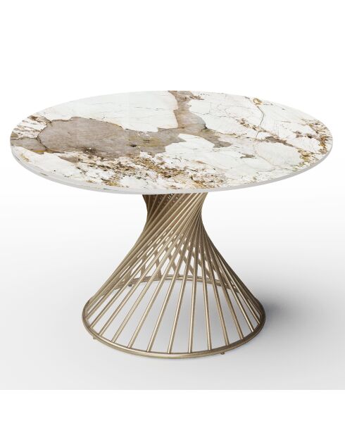 Table extensible Moon Céramique dorée - 120x120x76 cm