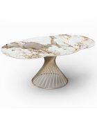Table extensible Moon Céramique dorée - 120x120x76 cm