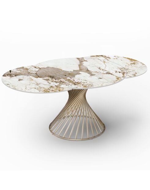 Table extensible Moon Céramique dorée - 120x120x76 cm