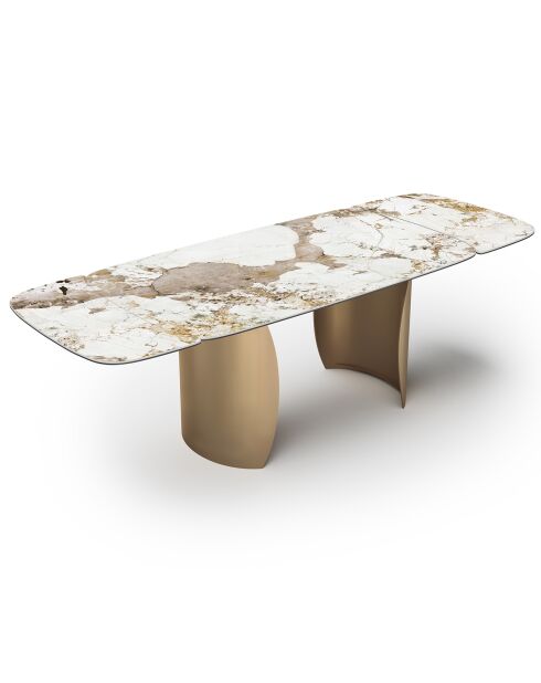 Table extensible Camélia Céramique dorée - 160x90x76 cm