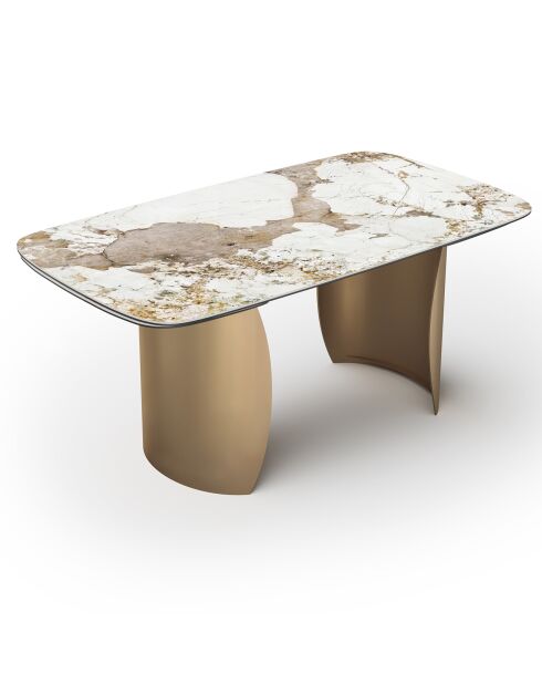 Table extensible Camélia Céramique dorée - 160x90x76 cm