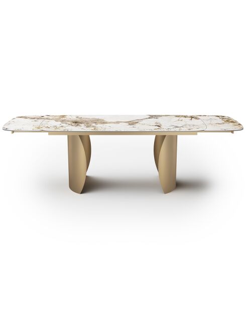 Table extensible Camélia Céramique dorée - 160x90x76 cm