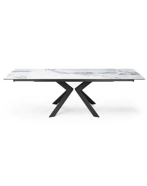 Table extensible Cassia Céramique effet Marbre blanc/noir - 160x90x76 cm