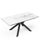 Table extensible Cassia Céramique effet Marbre blanc/noir - 160x90x76 cm