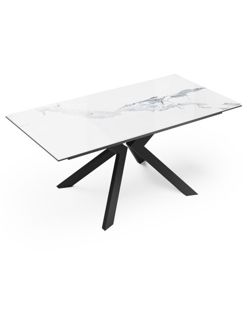 Tavolo allungabile Cassia in ceramica effetto marmo bianco/nero - 160x90x76 cm
