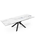 Table extensible Cassia Céramique effet Marbre blanc/noir - 160x90x76 cm