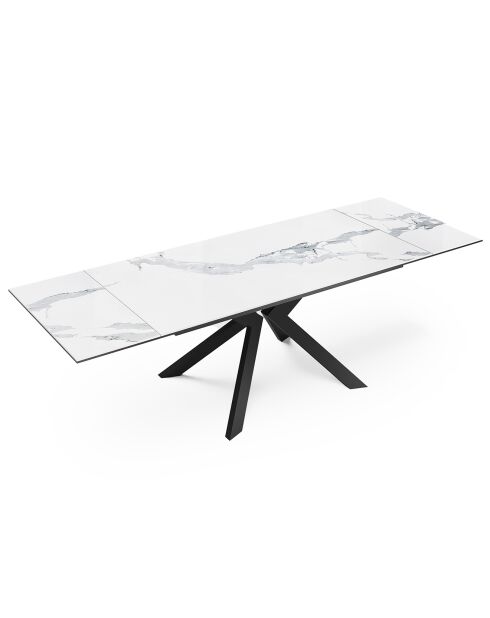 Table extensible Cassia Céramique effet Marbre blanc/noir - 160x90x76 cm