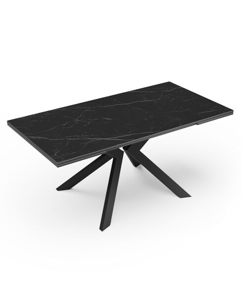 Cassia Ausziehtisch aus schwarzer Keramik mit Marmoreffekt - 160/200/240x90x76 cm