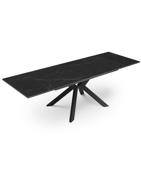 Cassia Ausziehtisch aus schwarzer Keramik mit Marmoreffekt - 160/200/240x90x76 cm