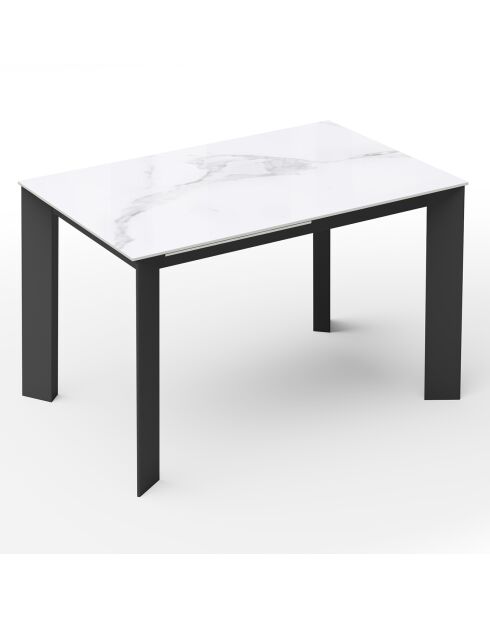 Table extensible Arum Céramique effet Marbre blanc/noir - 120x80x76 cm
