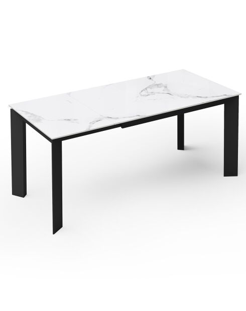 Table extensible Arum Céramique effet Marbre blanc/noir - 120x80x76 cm