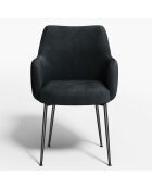 2 Petits Fauteuils Rakel Tissu tramé effet velours noirs - 66x65x82 cm