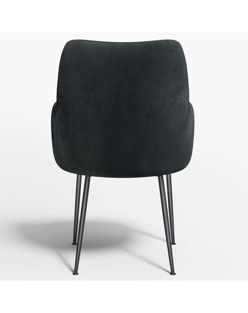 2 Petits Fauteuils Rakel Tissu tramé effet velours noirs - 66x65x82 cm