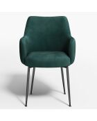 2 Petits Fauteuils Rakel Tissu Tramé effet velours verts - 66x65x82 cm