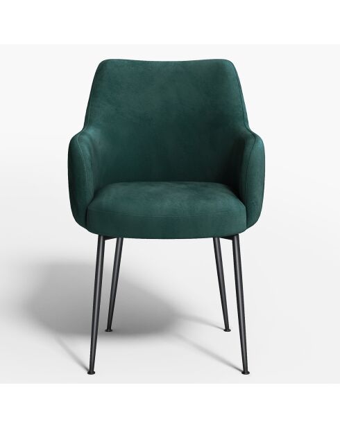 2 Petits Fauteuils Rakel Tissu Tramé effet velours verts - 66x65x82 cm