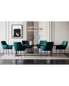 2 Petits Fauteuils Rakel Tissu Tramé effet velours verts - 66x65x82 cm