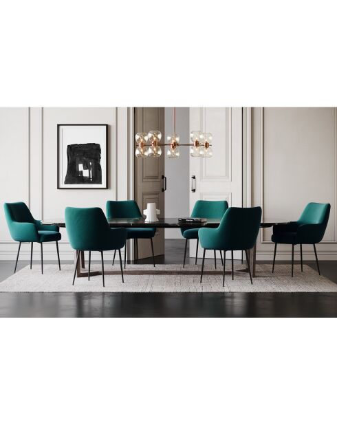 2 Petits Fauteuils Rakel Tissu Tramé effet velours verts - 66x65x82 cm