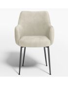 2 Petits Fauteuils Rakel Tissu Tramé effet velours crème - 66x65x82 cm