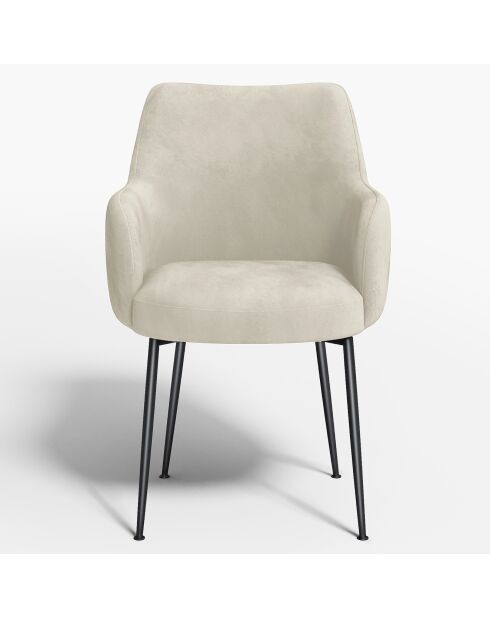 2 Petits Fauteuils Rakel Tissu Tramé effet velours crème - 66x65x82 cm