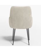 2 Petits Fauteuils Rakel Tissu Tramé effet velours crème - 66x65x82 cm