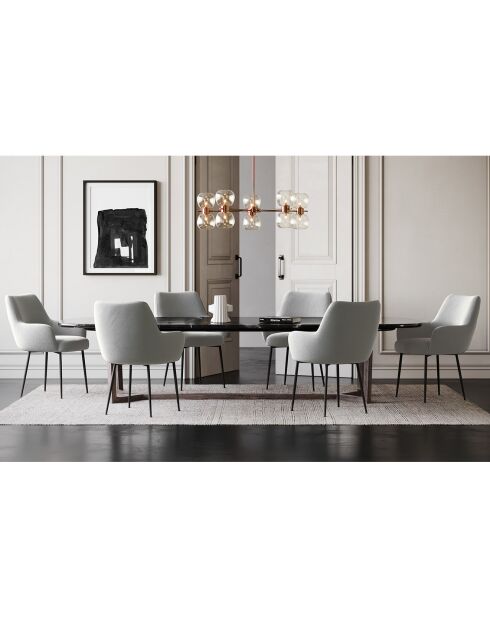 2 sillones pequeños Rakel, tejido tejido con efecto terciopelo crema, 66 x 65 x 82 cm