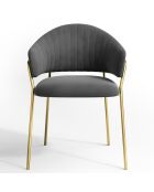 2 Chaises Hanna Velours gris taupe - 56x54.5x80 cm