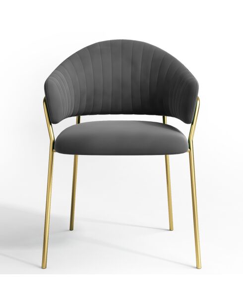 2 Chaises Hanna Velours gris taupe - 56x54.5x80 cm