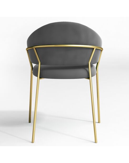 2 Chaises Hanna Velours gris taupe - 56x54.5x80 cm