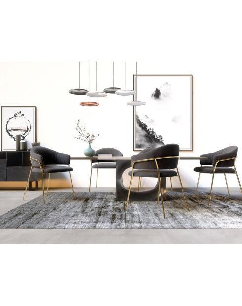 2 Chaises Hanna Velours gris taupe - 56x54.5x80 cm
