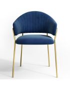 2 Chaises Hanna Velours bleu nuit - 56x54.5x80 cm