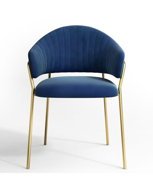 2 Chaises Hanna Velours bleu nuit - 56x54.5x80 cm