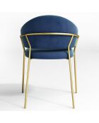2 Chaises Hanna Velours bleu nuit - 56x54.5x80 cm