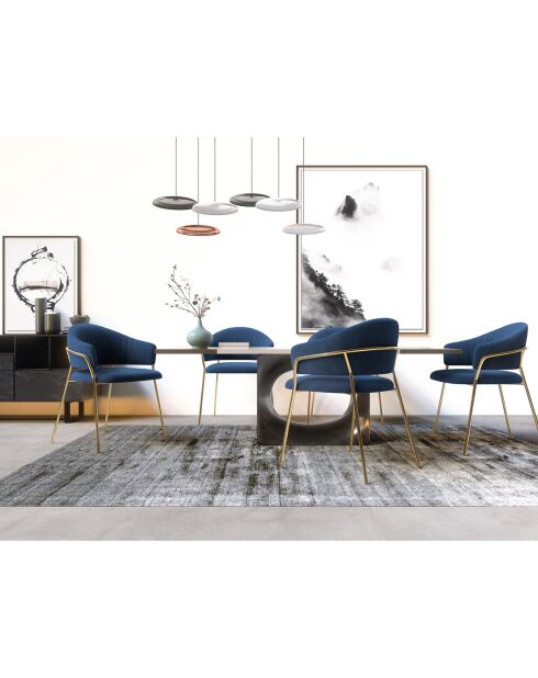 2 Chaises Hanna Velours bleu nuit - 56x54.5x80 cm