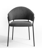 2 Chaises Hanna Velours gris taupe - 56x54.5x80 cm