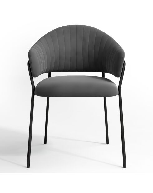 2 Chaises Hanna Velours gris taupe - 56x54.5x80 cm