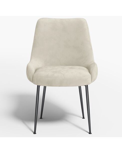 2 Chaises Rakel Tissu Tramé effet velours crème - 55x64x82 cm