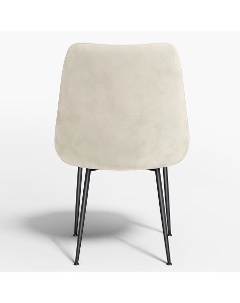 2 Chaises Rakel Tissu Tramé effet velours crème - 55x64x82 cm