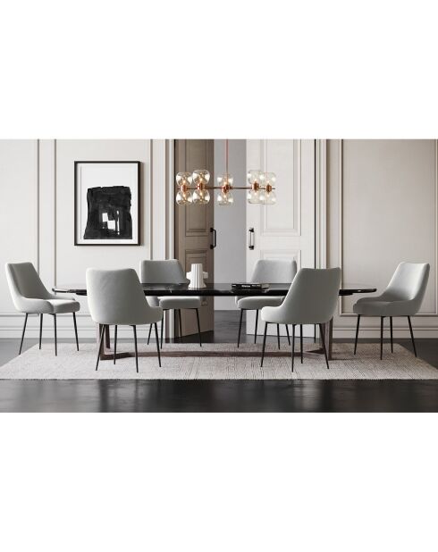 2 Chaises Rakel Tissu Tramé effet velours crème - 55x64x82 cm
