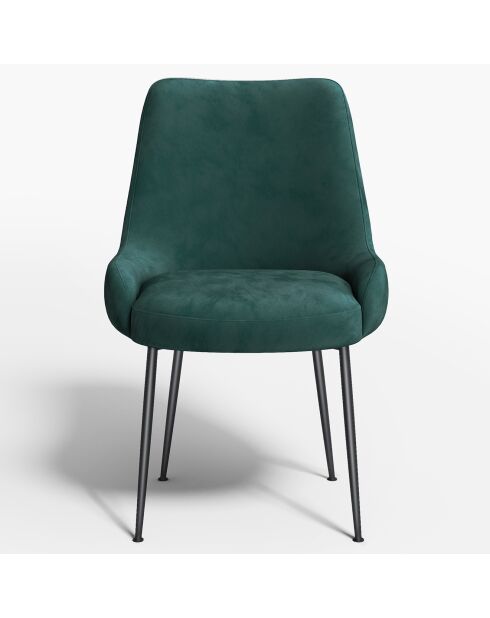 2 Chaises Rakel Tissu Tramé effet velours vertes - 55x64x82 cm