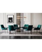 2 Chaises Rakel Tissu Tramé effet velours vertes - 55x64x82 cm