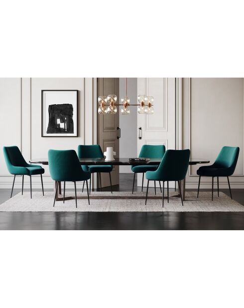 2 Chaises Rakel Tissu Tramé effet velours vertes - 55x64x82 cm