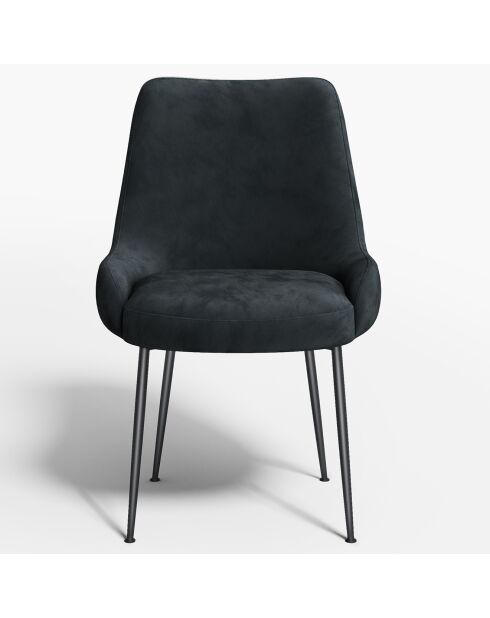 2 Chaises Rakel Tissu tramé effet velours noires - 55x64x82 cm