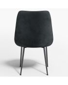 2 Chaises Rakel Tissu tramé effet velours noires - 55x64x82 cm