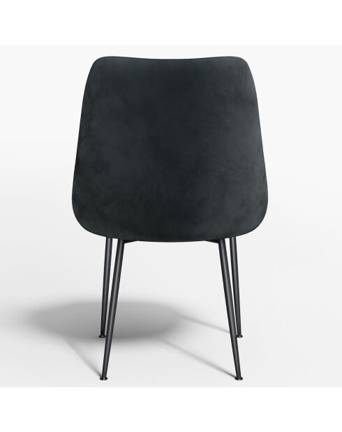 2 Chaises Rakel Tissu tramé effet velours noires - 55x64x82 cm