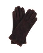 Gants en Velours de Cuir d'Agneau doublure Textile Victoire Da marron foncé